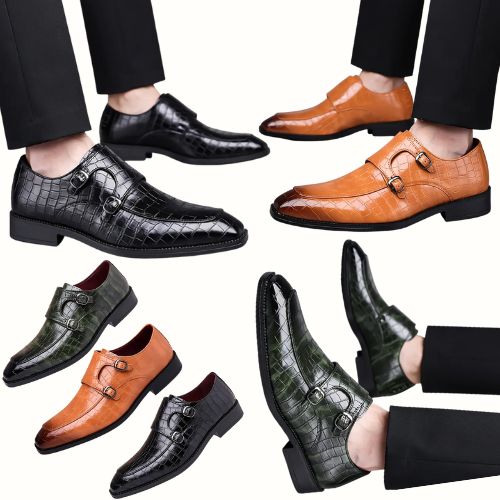 British Double Buckle Derby Shoes