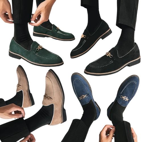 Metal Bit Suede Loafers