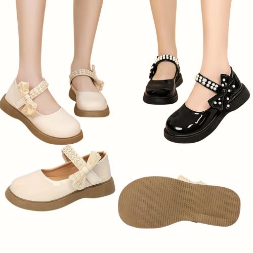 Pearl Bow T‑Straps