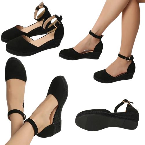 Suede Strap Wedges